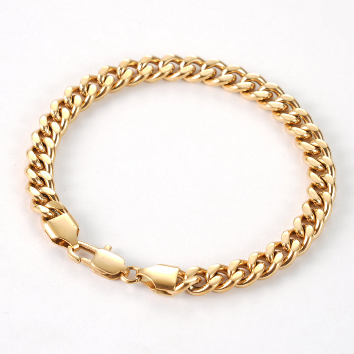 Wholesale Simple stainless steel double-sided grinding chain, double-sided Cuban chain bracelet, personalized, trendy and versatile