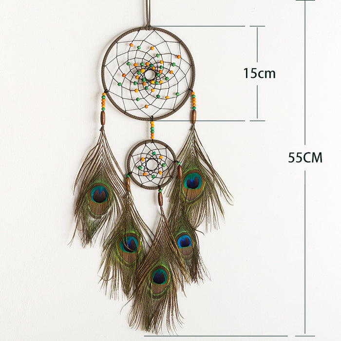 Wholesale Peacock Feather Dream Catcher Hanging Decoration Home Decor Gift Accessory MOQ≥2
