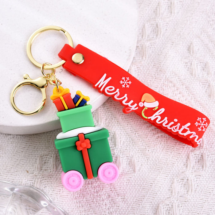 Wholesale Cute soft rubber Christmas keychain