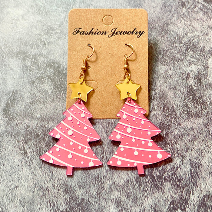 Wholesale Christmas earrings mirror acrylic ing Christmas tree earrings