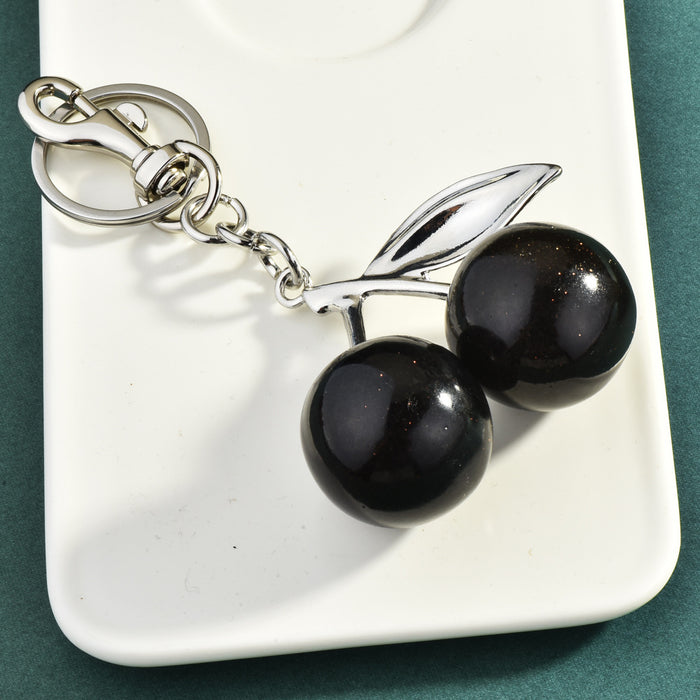 Wholesale Electroplated Metal Cherry Keychain Bag Charm Trendy Decorative Accessory
