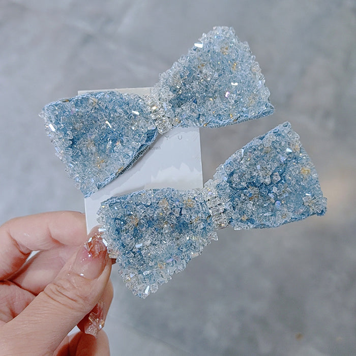 Wholesale blue bow full crystal Hair Clips hair accessories