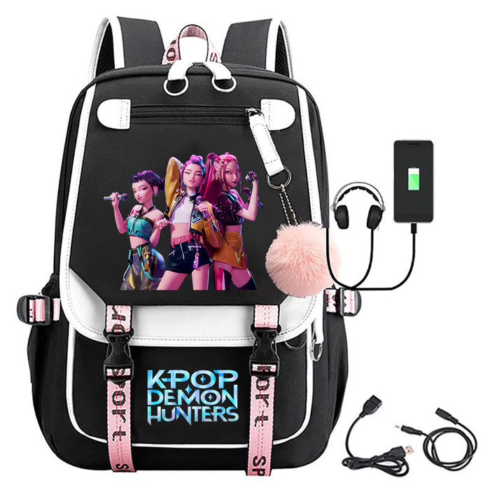 Wholesale K-pop movie merchandise printed backpack bag with pom-poms