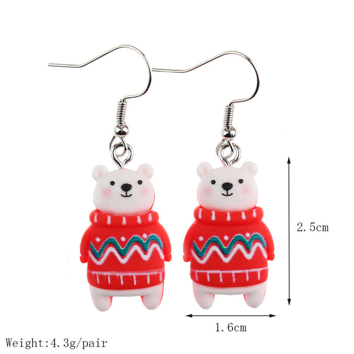 Wholesale Earrings Resin Santa Snowman Elk Christmas Tree JDC-ES-niqing024