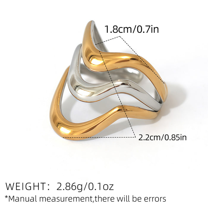 Wholesale Stainless Steel Geometric Lines Hollow Open Ring Simple Design Jewelry