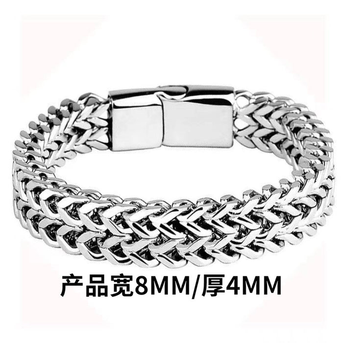 Wholesale Double layered woven bracelet made of titanium steel, rough and simple stainless steel