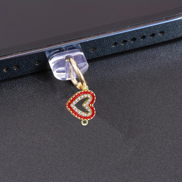 Wholesale Diamond-encrusted heart pendant dust plug portable charm