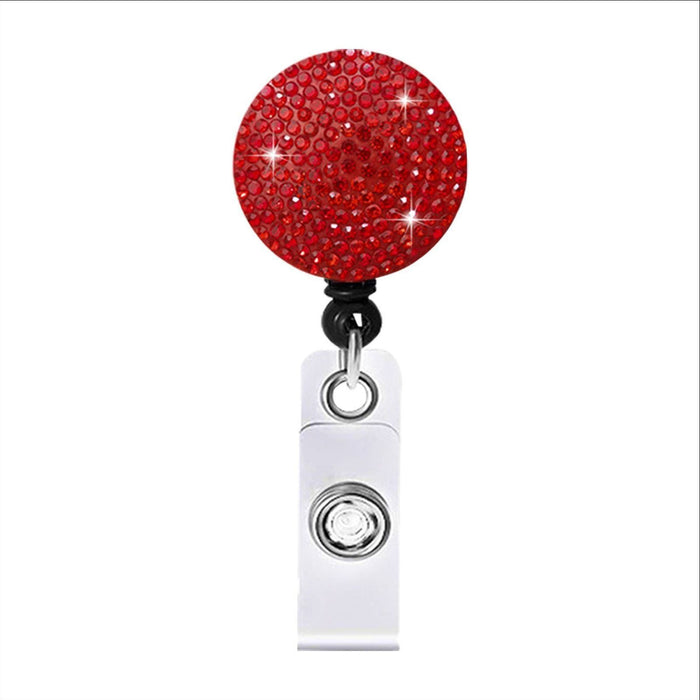 Wholesale Round Color AB Rhinestone Telescopic Clip Easy Pull Keychain JDC-KC-QiDing009