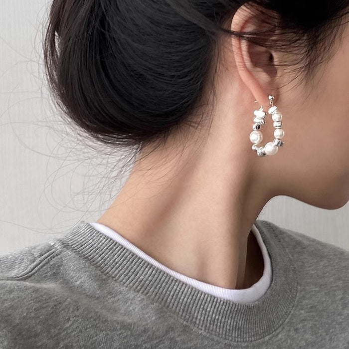 Wholesale Silver Needle Broken Silver Design Irregular Earrings Simple and Versatile Earrings