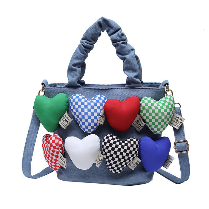 Wholesale Canvas Children's Bag Autumn and Winter Heart-shaped Personalized Handbag  JDC-HB-YuanDuo007