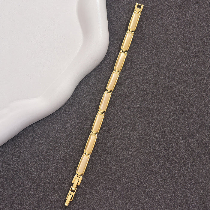 Wholesale Geometric rose gold bracelet with a simple gemstone decoration for hands