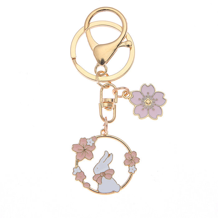 Wholesale Cute Rabbit Flower Keychain - Stylish Bag Charm Fashion Accessory for Gift MOQ≥2