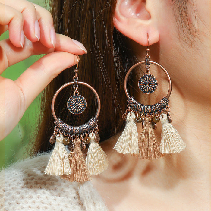 Wholesale Zinc Alloy Bohemian Tassel Earrings - Trendy Fashion Jewelry