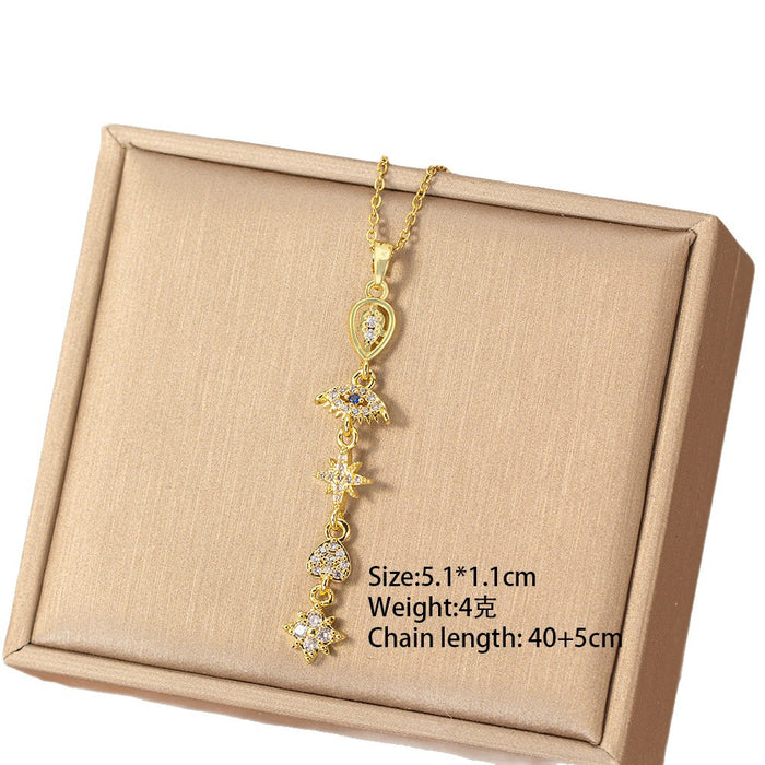 Wholesale Titanium Steel Gold Plated Butterfly Tassel Necklace Trendy Jewelry Accessory MOQ≥2