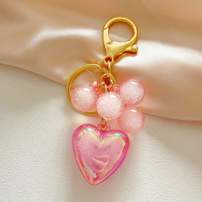 Wholesale Cute Acrylic Resin Beaded Love Fur Ball Keychain JDC-KC-ZhanLun008