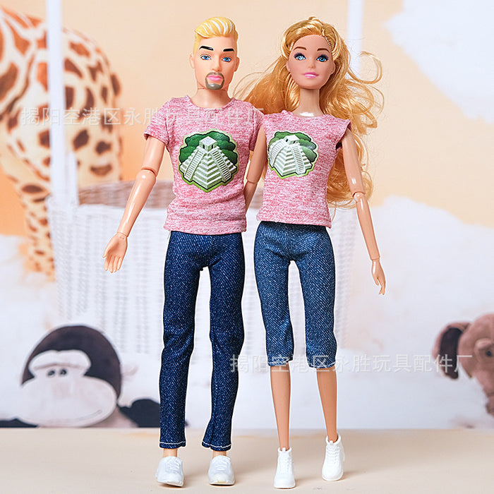 Wholesale suitable for 30CM a family of four dolls leisure family suit fashion couple bag shoes