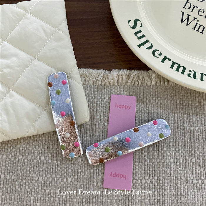 Wholesale Colorful drip oil polka dot hair clip, cute bangs clip, side clip hair accessory