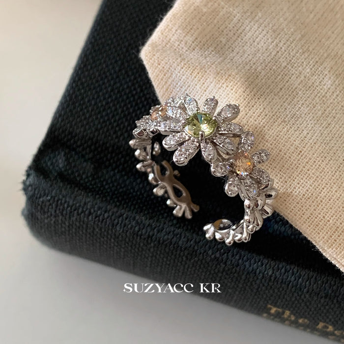 Wholesale Light Luxury Full Diamond  Ring Early Spring Niche High-End Index Finger Ring Gentle Retro Ring