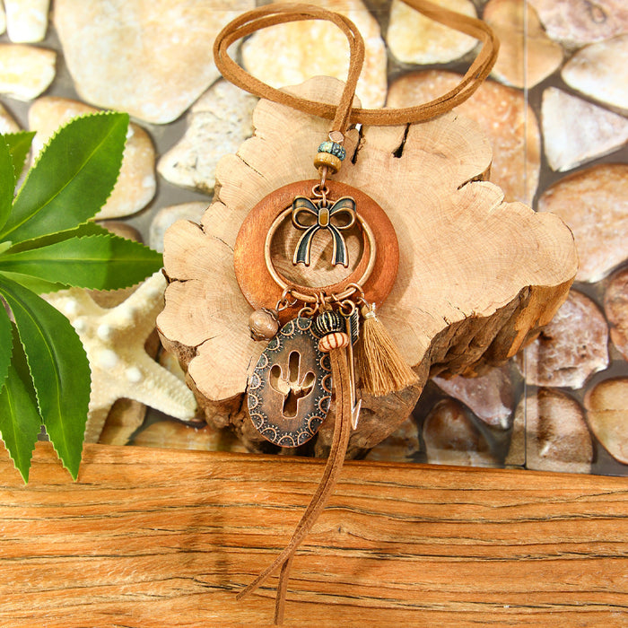 Wholesale Retro Bohemian Tassel Pendant Necklace Zinc Alloy Electroplated Geometric Pendant MOQ≥2
