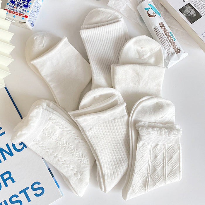 Wholesale Socks, thin, cute college cotton, solid color, mid tube socks