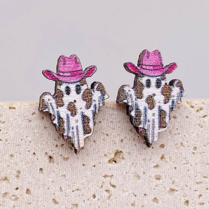 Wholesale  Earrings Horror Pumpkin Ghost Bat Wooden Earrings  Night Jewelry