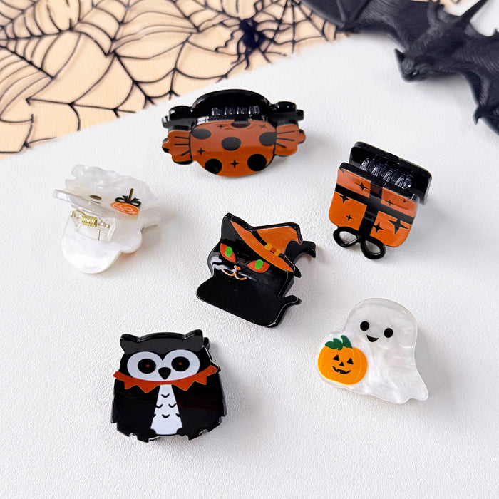 Wholesale Stylish  Hair Clips With Ghost Owl Pumpkin Black Cat Candy Designs Fabric Hair Accessory For Party And Gift Resale