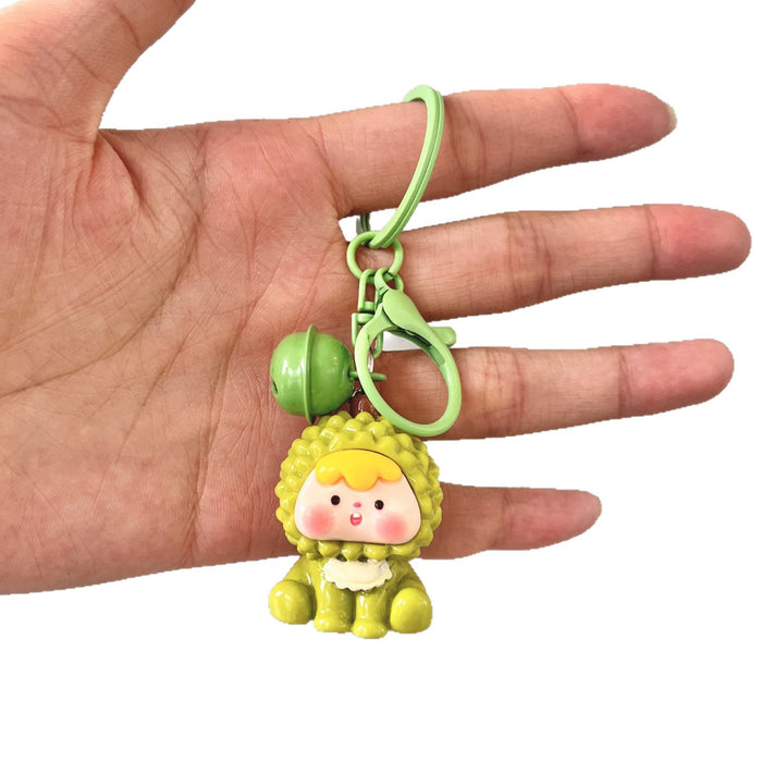 Wholesale Cute Fruit Animal Bell Keychain Blind Bag Plastic Resin Car Key Accessory Gift For Girls