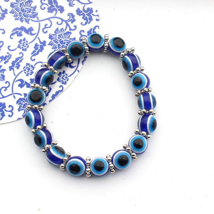 Wholesale 8mm Resin Devil's Eye Elastic Eye Bead Bracelet