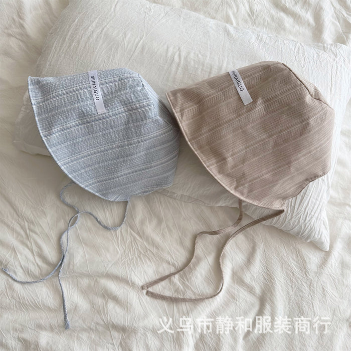 Wholesale Minimally striped tie with back opening sun protection and wide eave sun protection