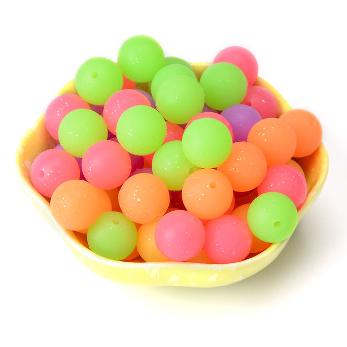 Wholesale 2pcs Glitter Silicone 12mm/15mm Solid Color Round Scatter Beads JDC-BDS-Siluoxi009