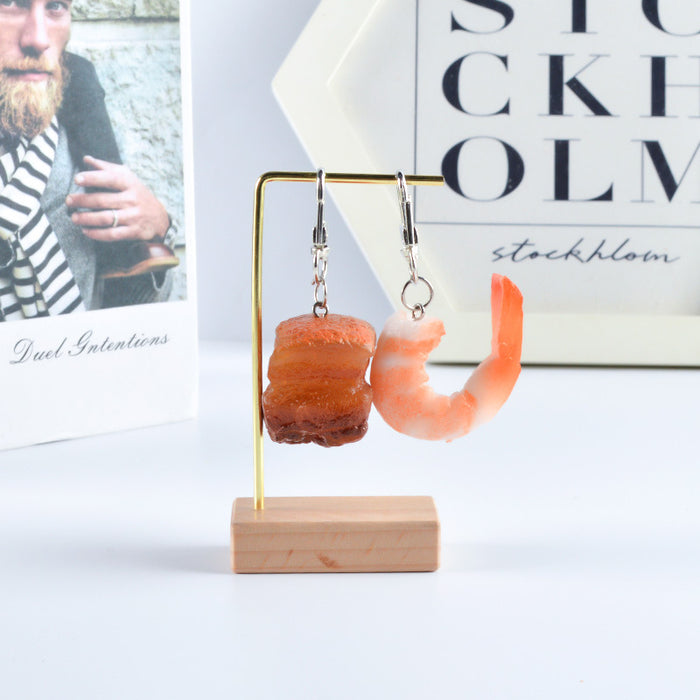 Wholesale PVC Simulated Food Pendants Shrimp Braised Pork Vegetable Charms DIY Keychain Parts Decorative Bag Charm Gift MOQ≥2