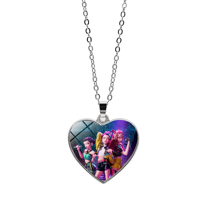 Wholesale Kpop Heart necklace all-match cartoon anime heart-shaped pendant fashion clothing wool chain necklace jewelry