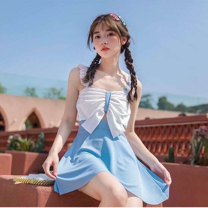 Wholesale New cute camisole student swimsuit for girls, middle-aged and young children, one-piece skirt style hot spring vacation swimsuit