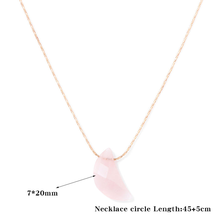 Wholesale Natural stone pendant necklace with moon pendant and tiger' s eye bead