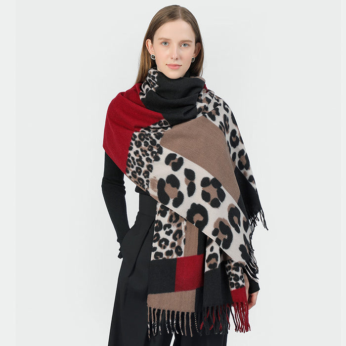 Wholesalewinter  leopard print scarf  thickened lengthened cashmere