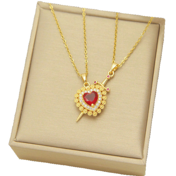 Wholesale One arrow piercing necklace, heart-shaped sword shaped pendant, light luxury accessory