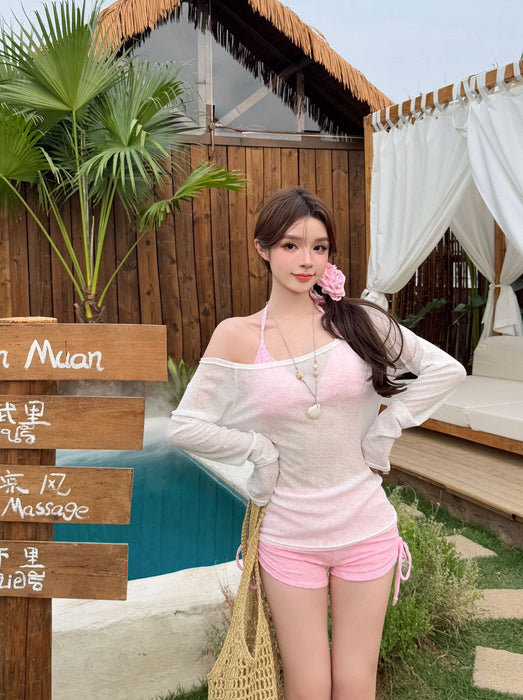 Wholesale New swimsuit with high-end feel, sun protection, long sleeved outer shirt, bikini