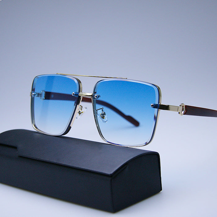 Wholesale Imitation wood grain temple sunglasses, square edged sunglasses