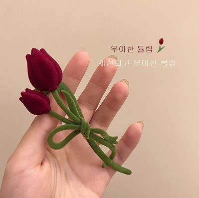 Wholesale Flocking Tulip hairpin women's back head twisted clip large hairpin headdress