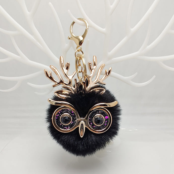 Wholesale Plush Antlers Owl Pendant Bag Keychain