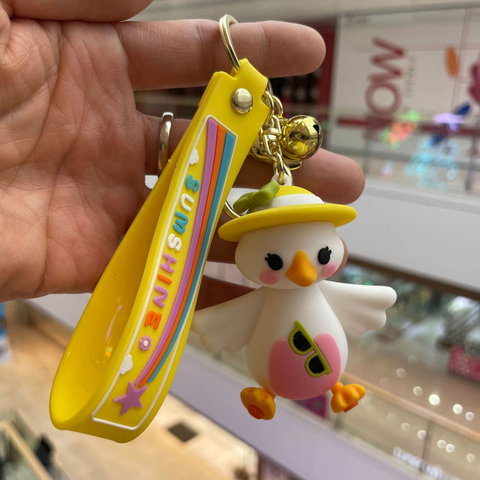 Wholesale Soft rubber cute car keychain duck figurine backpack pendant cartoon hanging decoration keychain