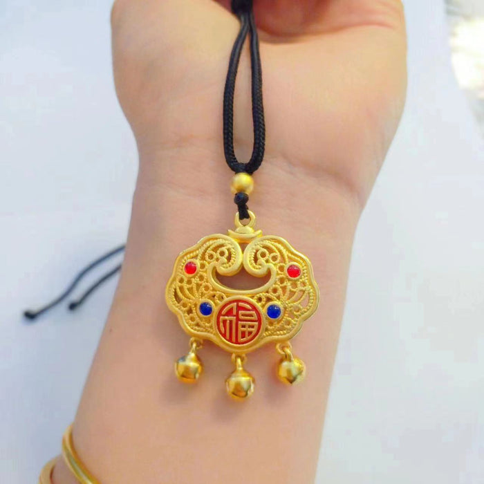 Wholesale  Women  Ping An lock  fu character pendant necklace