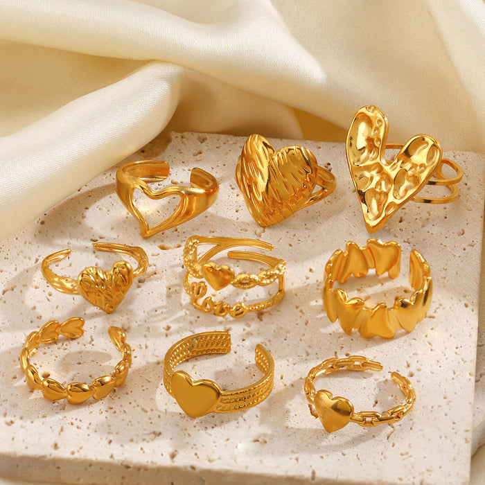 Wholesale Women's Adjustable rings Heart-Shaped Stainless steel rings