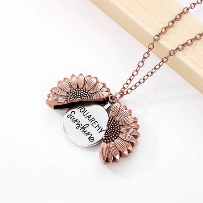 Wholesale  jewelry flower alloy  sunflower lettering pendant necklace