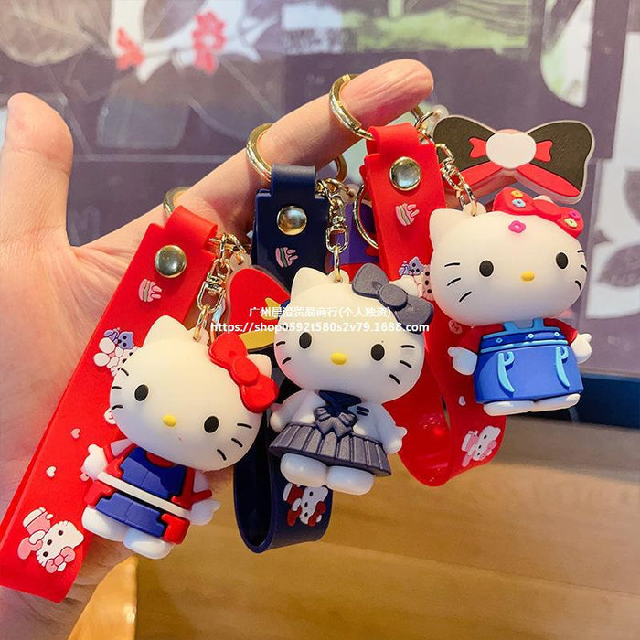 Wholesale  cat buckle cartoon Key Chain  PVC doll cat bag pendant car ring