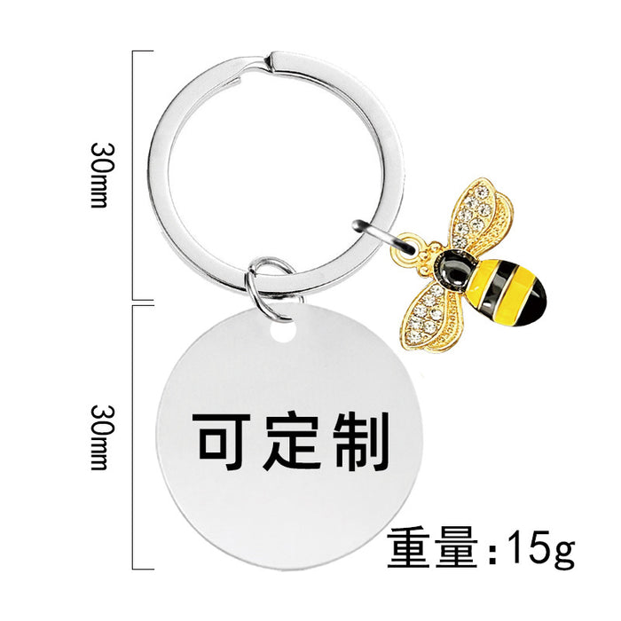 Wholesale Little Bee Thanksgiving Teacher's Day Alloy Keychain JDC-KC-GangGu048