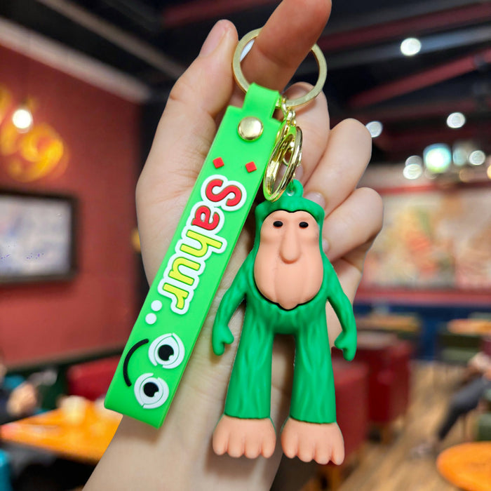 Wholesale Doll Keychain Mythical Beast Quirky Abstract Wooden Stick Man Shark Small Pendant