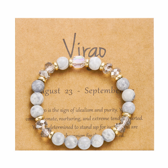 Wholesale twelve constellation bracelet imitation natural stone beaded bracelet color stone constellation paper card bracelet