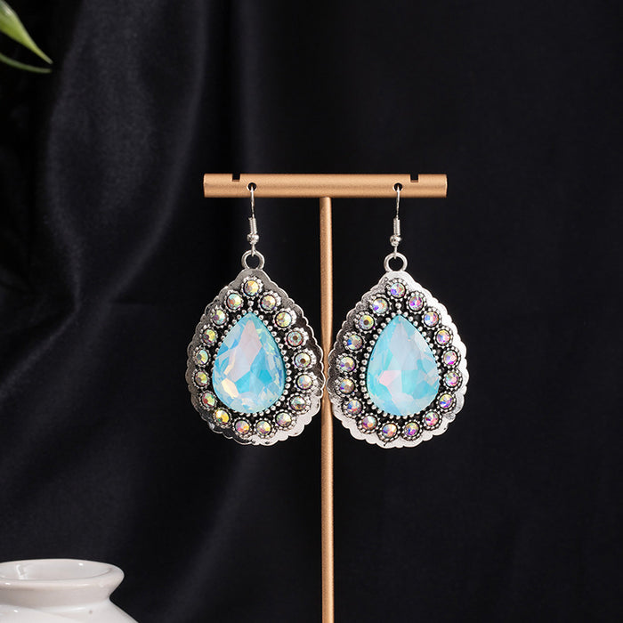 Wholesale Turquoise Flower Pendant Bohemian Ethnic Style Earrings