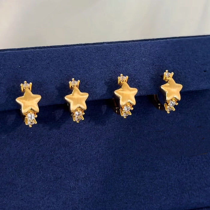 Wholesale Chic Brushed 24K Gold Plated Star Earrings Party Wear Boutique Resale Fashion Accessory